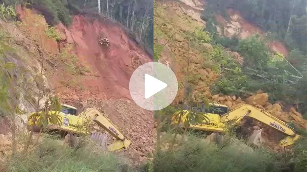 Trabalhador filma deslizamento de terra em SC e escapa por pouco