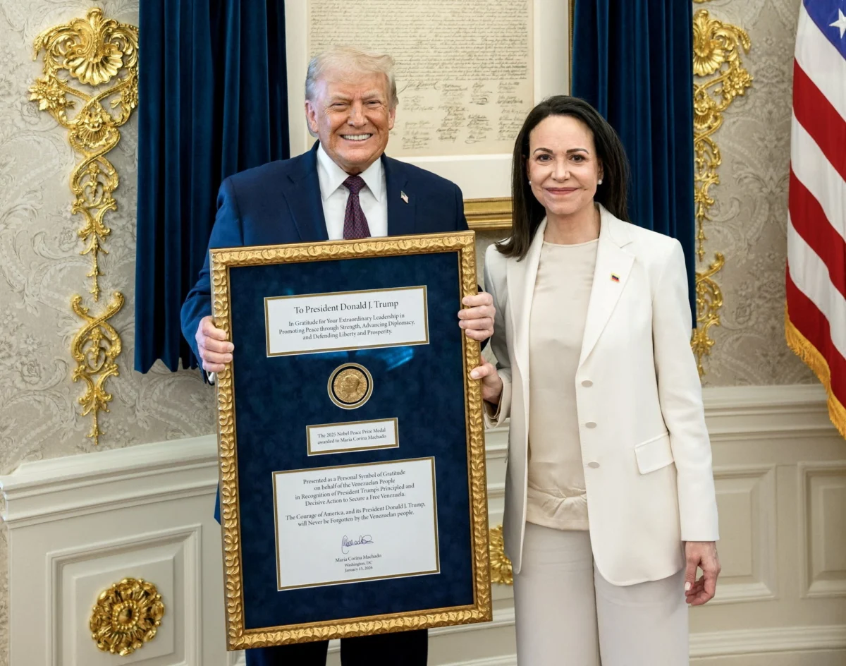 María Corina Machado entrega medalha do Nobel da Paz a Donald Trump e gera polêmica