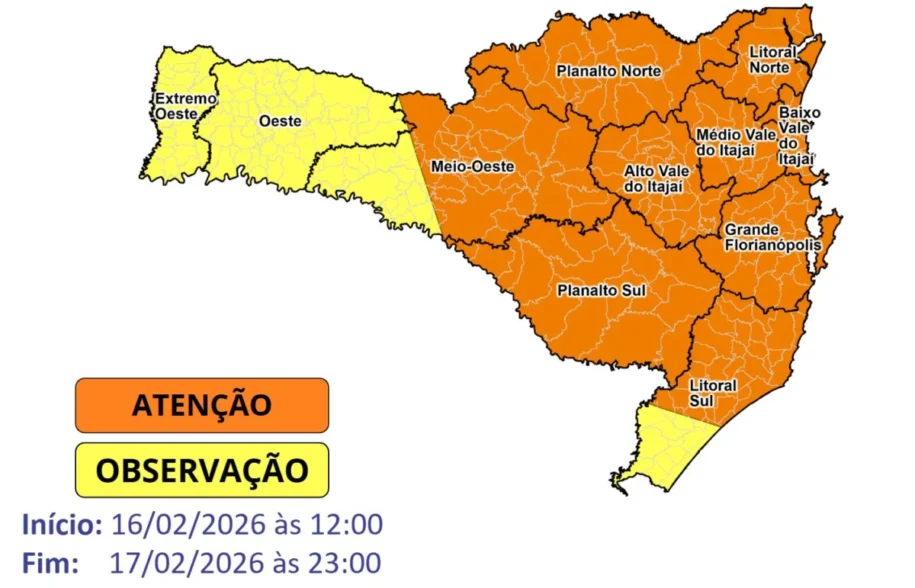Defesa Civil alerta sobre calor intenso e temporais em Santa Catarina nesta semana