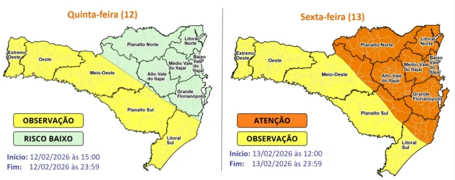 Defesa Civil alerta sobre temporais e calor intenso no Carnaval de Santa Catarina