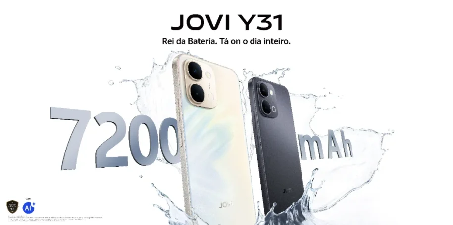 JOVI lança Y31 com bateria de 7.200 mAh e resistência surpreendente