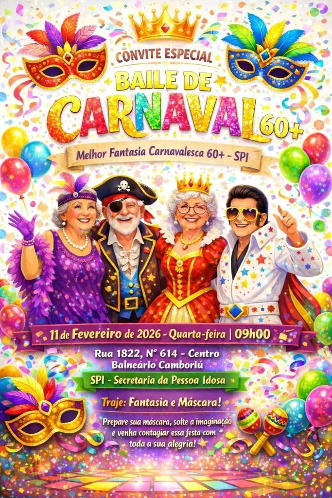 Secretaria da Pessoa Idosa promove Carnaval em Balneário Camboriú e promete diversão