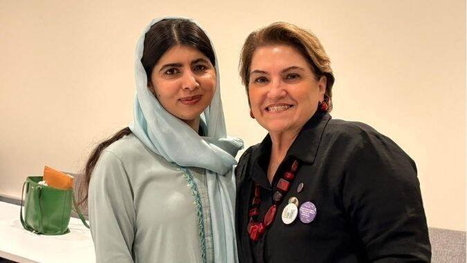 Márcia Lopes se reúne com Malala Yousafzai e defende direitos de meninas na CSW70