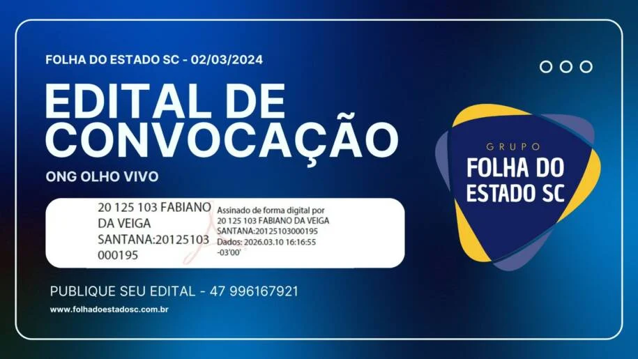 OLHO VIVO convoca assembleia para alterar sede e atualizar cadastro em SC