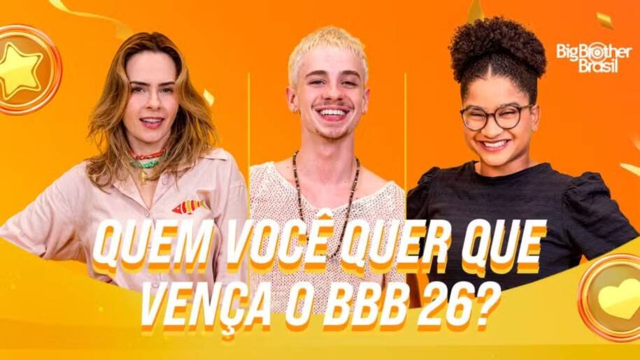 Ana Paula lidera votação do BBB 26 enquanto Juliano e Milena buscam vitória