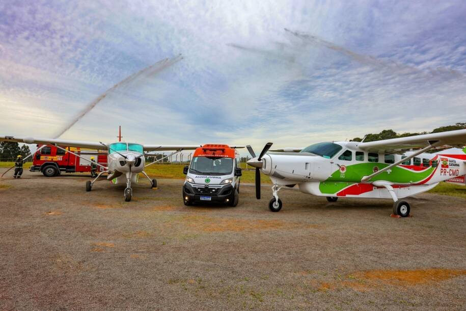 CBMSC celebra 2 anos de serviço aeromédico em Joaçaba com 398 missões cumpridas