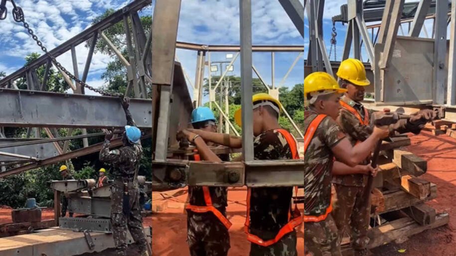 Exército inicia instalação de ponte de guerra em Rio Negro após queda