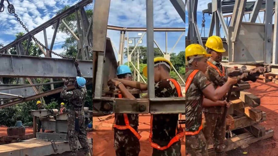 Exército inicia instalação de ponte de guerra em Rio Negro após queda