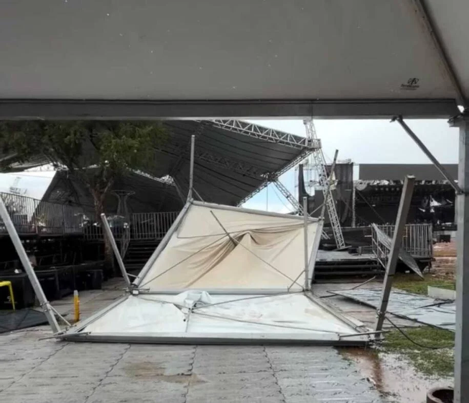 Expogrande sofre danos com vendaval em Campo Grande; show de Jads e Jadson em risco