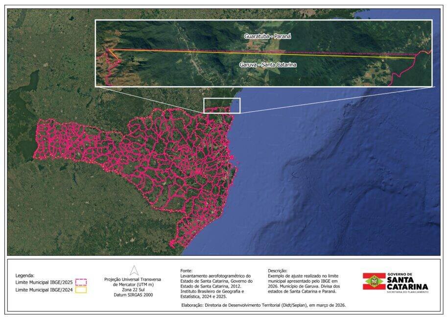IBGE REVISITA limites de 18 municípios catarinenses e gera polêmica com Garuva