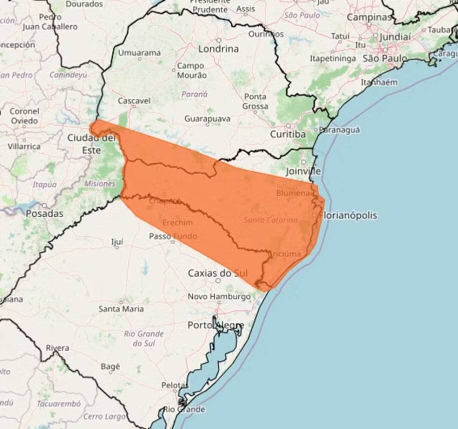 Inmet emite alerta laranja e prevê temporais com ventos de até 100 km/h em SC