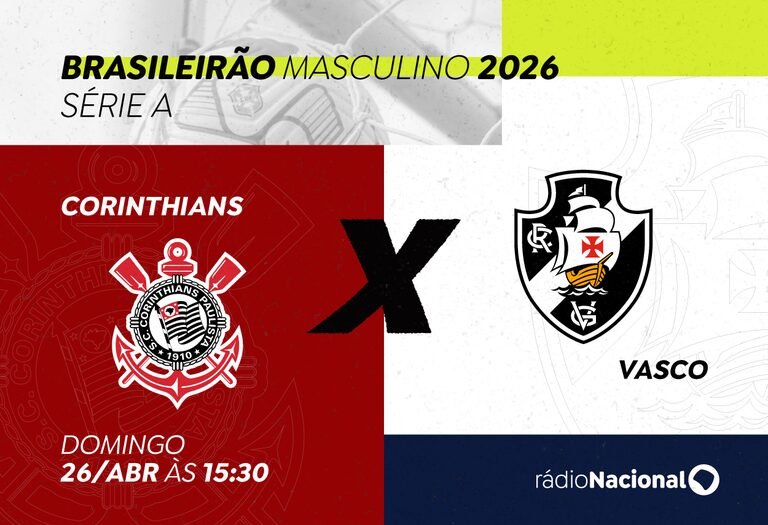 Rádio Nacional transmite Corinthians x Vasco; Timão luta para sair do rebaixamento