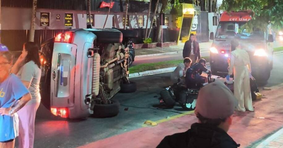 Balneário Camboriú registra grave acidente entre Hyundai e moto elétrica; duas vítimas em estado gravíssimo