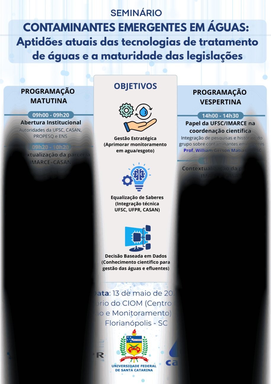 Casan e UFSC promovem seminário sobre contaminantes emergentes em águas