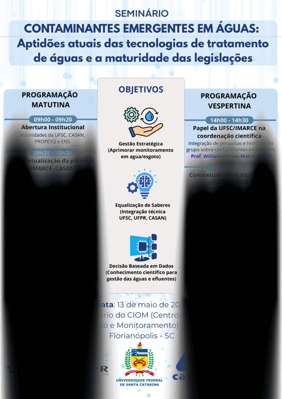 Casan e UFSC promovem seminário sobre contaminantes emergentes em águas