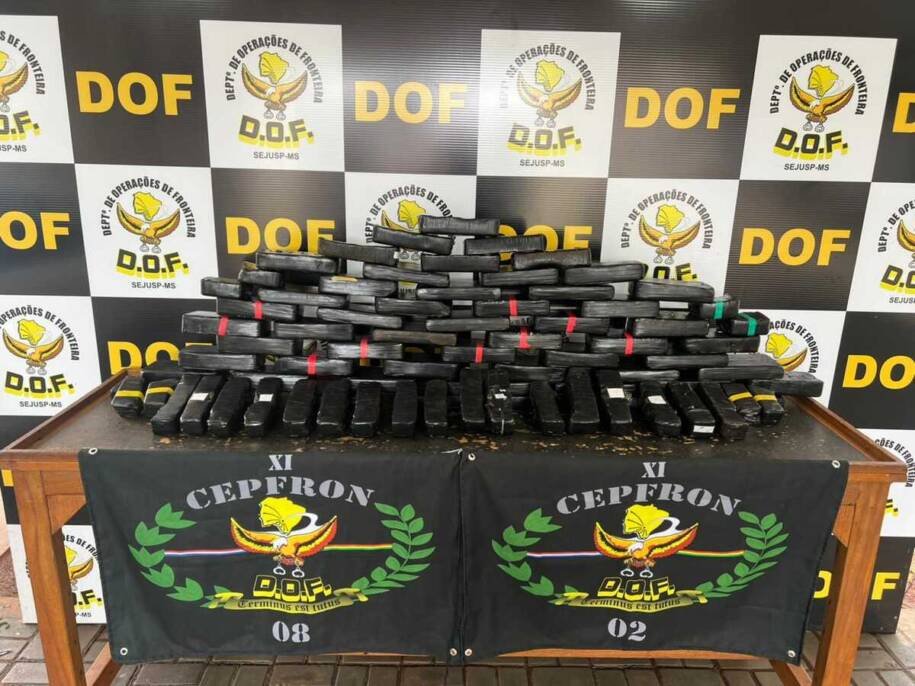 DOF realiza apreensão de quase 70kg de cocaína e prende homem em Ponta Porã