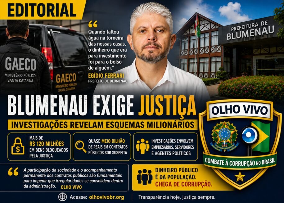 Prefeito Egídio Ferrari revela corrupção em Blumenau e R$ 120 milhões bloqueados