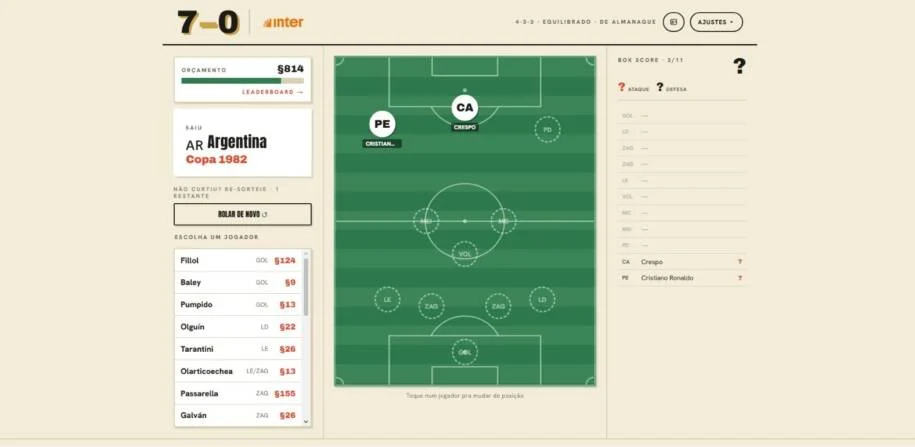 7 a 0 lança Desafio do Dia e revoluciona a Copa com modo competitivo
