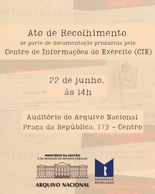 Arquivo Nacional recebe 3 mil páginas do Exército em cerimônia aberta ao público