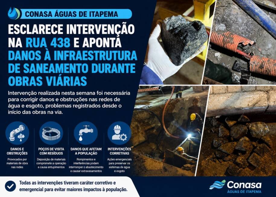 Conasa Águas de Itapema realiza intervenção na Rua 438 após danos em saneamento
