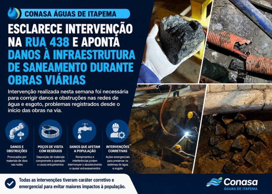 Conasa Águas de Itapema realiza intervenção na Rua 438 após danos em saneamento