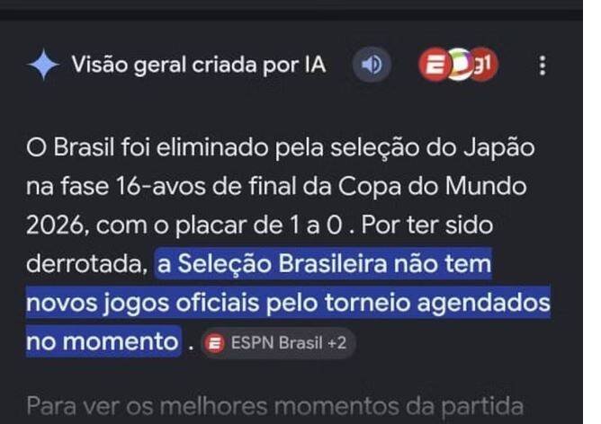 Google comete erro e informa Brasil eliminado após vitória sobre Japão; entenda!