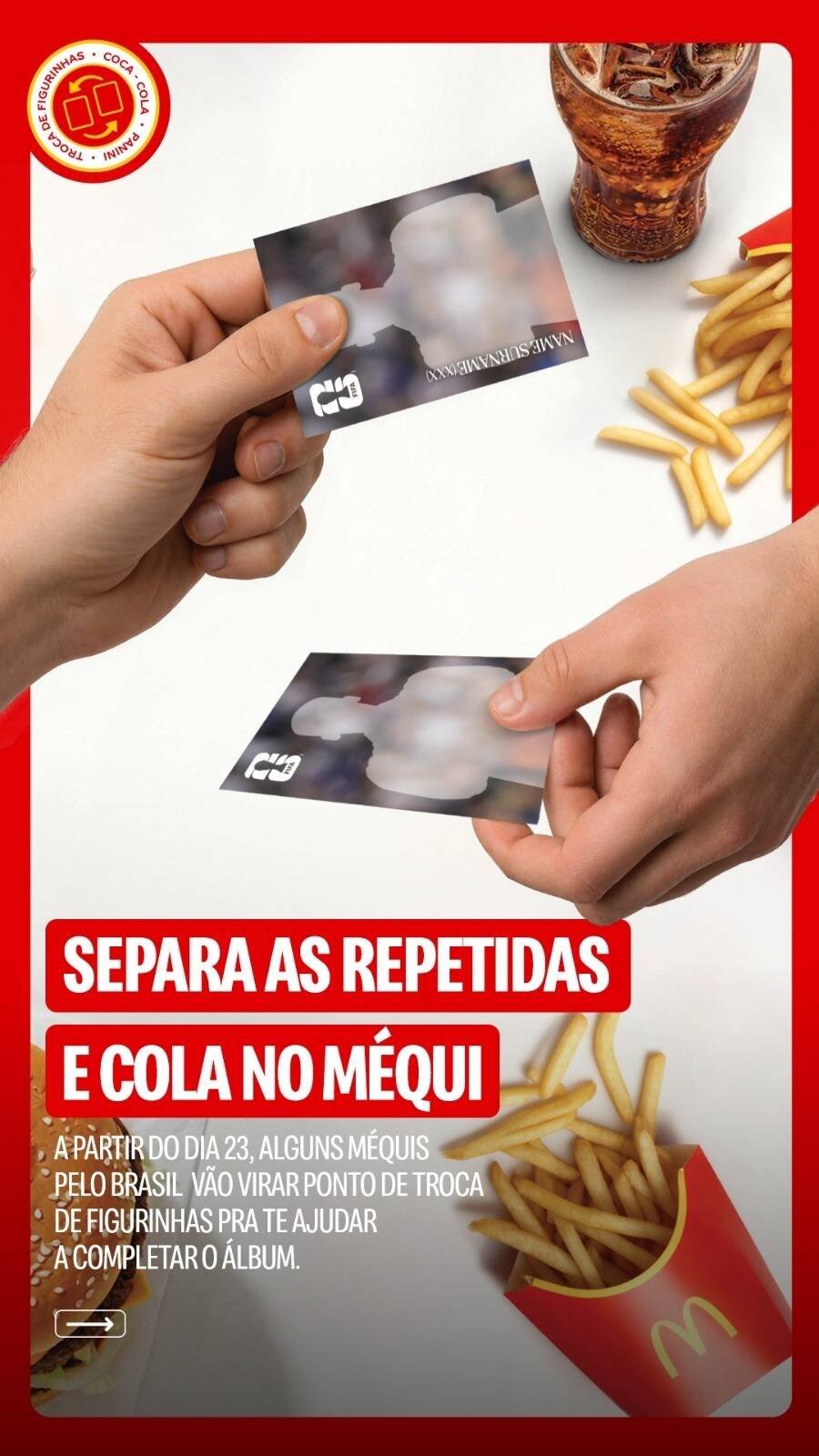 McDonald's e Coca-Cola criam pontos de troca de figurinhas da Copa no Brasil