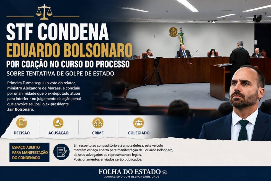 STF condena Eduardo Bolsonaro por coação em tentativa de golpe após eleições