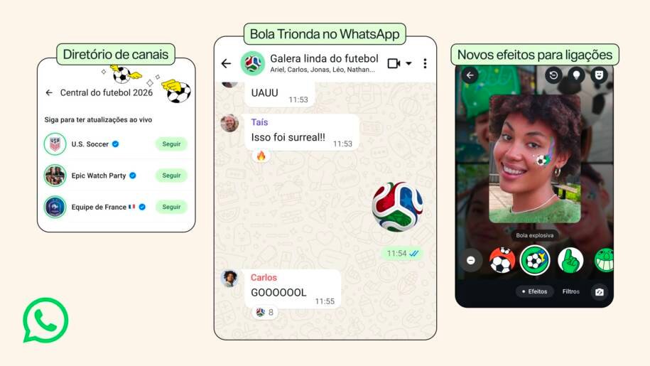 WhatsApp inova com Status de Canal e emoji da Trionda para Copa de 2026