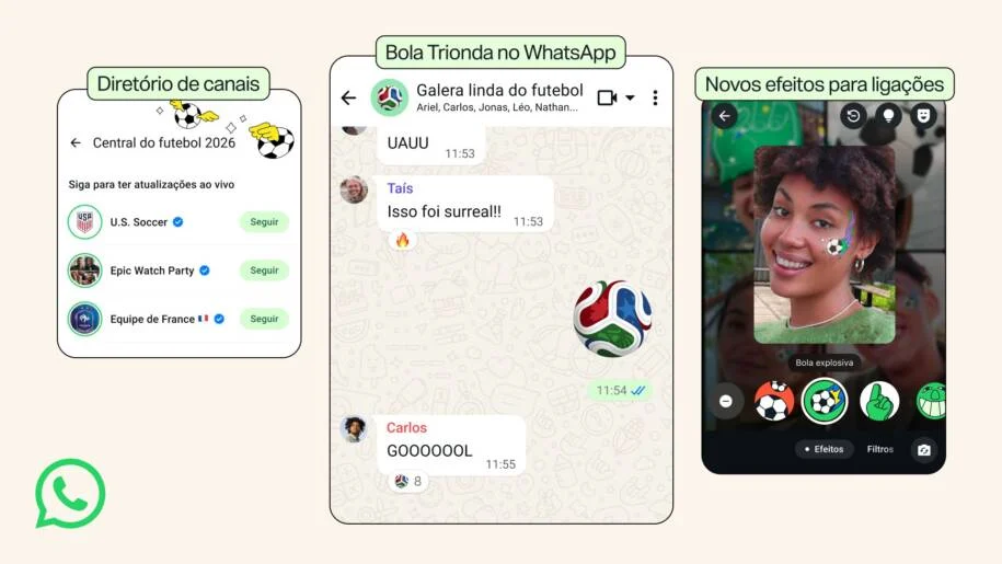 WhatsApp inova com Status de Canal e emoji da Trionda para Copa de 2026