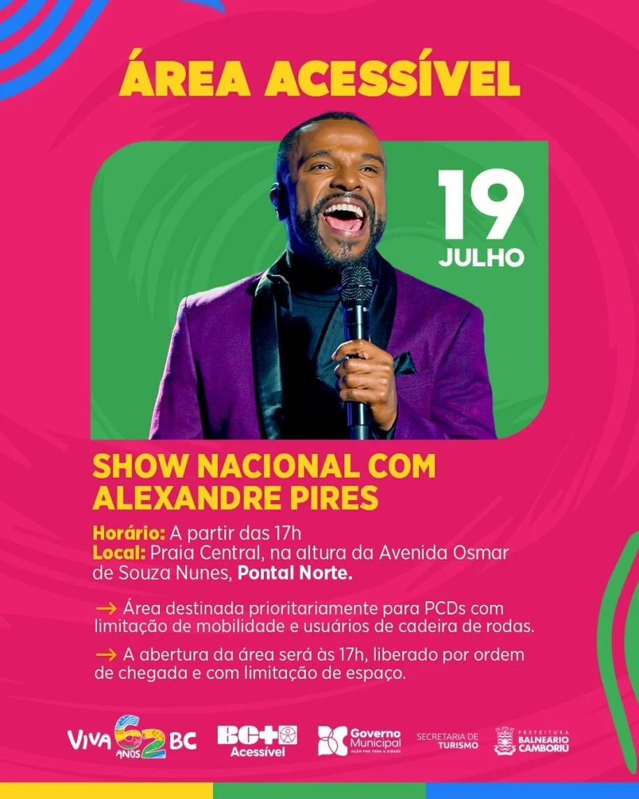 Balneário Camboriú celebra 62 anos com show de Alexandre Pires e acessibilidade garantida