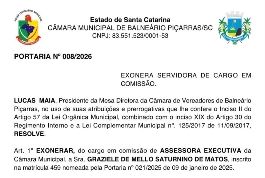 Câmara de Balneário Piçarras exonera servidoras gestantes e gera polêmica financeira
