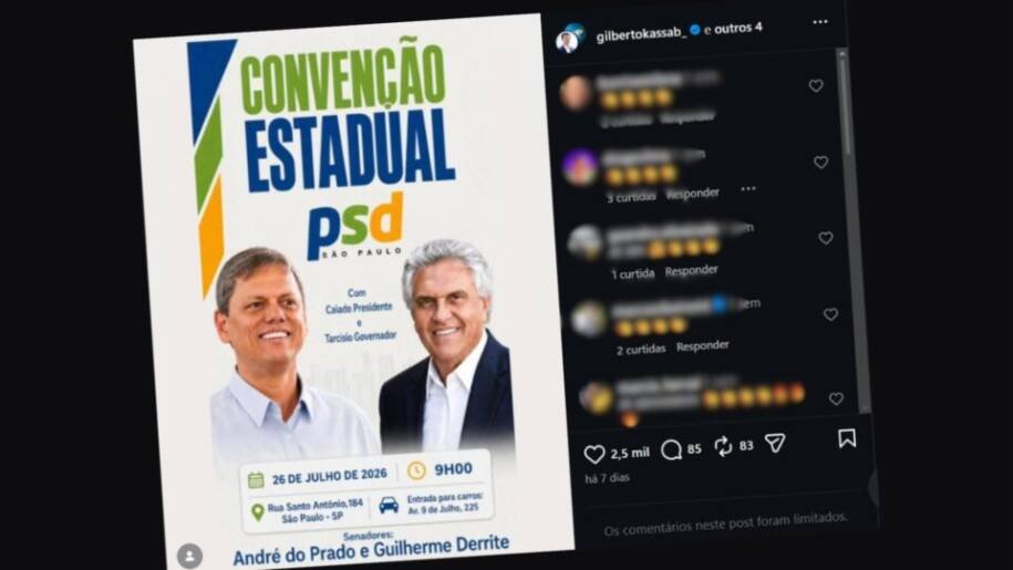 Gilberto Kassab provoca desconforto em Tarcísio ao associá-lo a Caiado