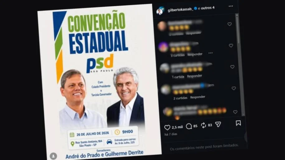 Gilberto Kassab provoca desconforto em Tarcísio ao associá-lo a Caiado