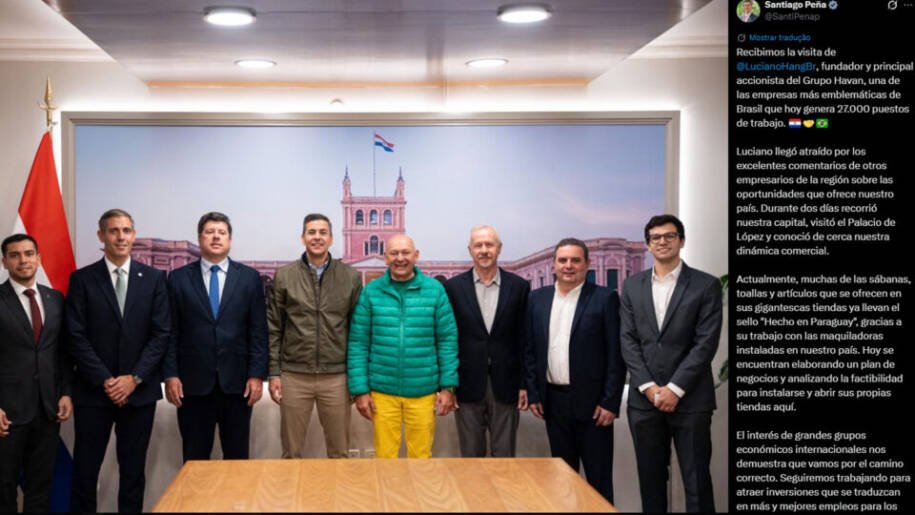 Luciano Hang se encontra com Santiago Peña e planeja lojas Havan no Paraguai