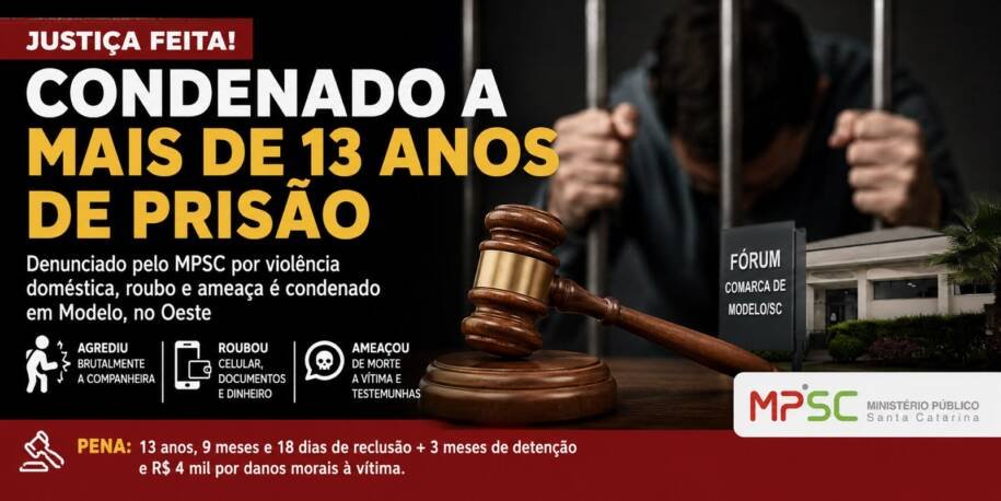 MPSC condena homem a 13 anos por agressão e roubo após término de relacionamento