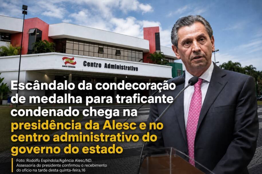 ONG Olho Vivo aciona Casa Civil e ALESC após medalha a condenado por tráfico