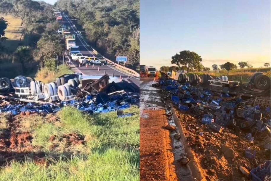 Polícia Rodoviária investiga acidente fatal com carreta de cerveja na MS-377