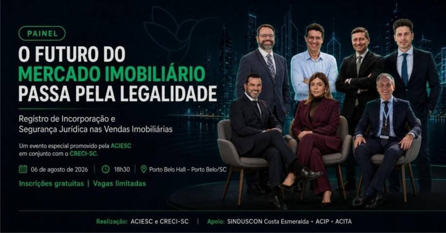 ACIESC e CRECI-SC promovem evento gratuito sobre legalidade no mercado imobiliário