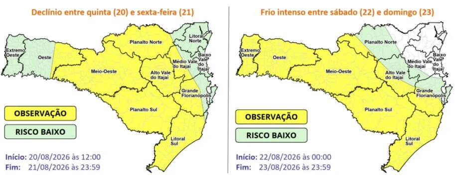 Defesa Civil alerta: temperaturas em Santa Catarina despencam e geadas se aproximam!