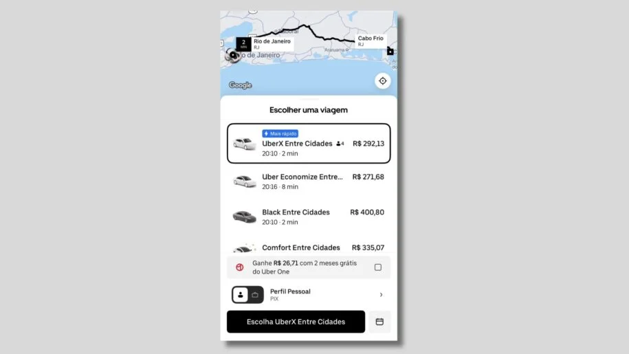 Uber lança modalidade Entre Cidades com viagens diretas para Angra e Cabo Frio