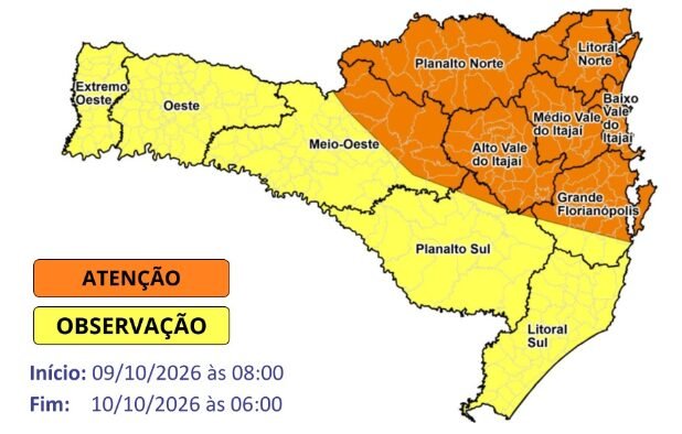 Defesa Civil de SC alerta para chuvas e riscos após 71 ocorrências na semana