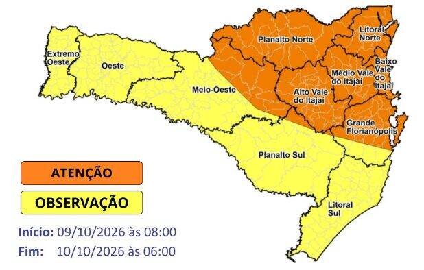 Defesa Civil de SC alerta para chuvas e riscos após 71 ocorrências na semana