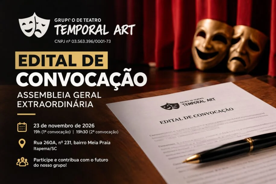 Grupo de Teatro Temporal Art convoca assembleia para regularização urgente