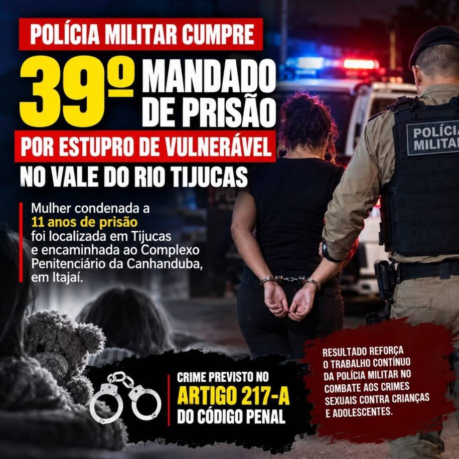 Polícia Militar cumpre 39º mandado de prisão e condena mulher em Tijucas